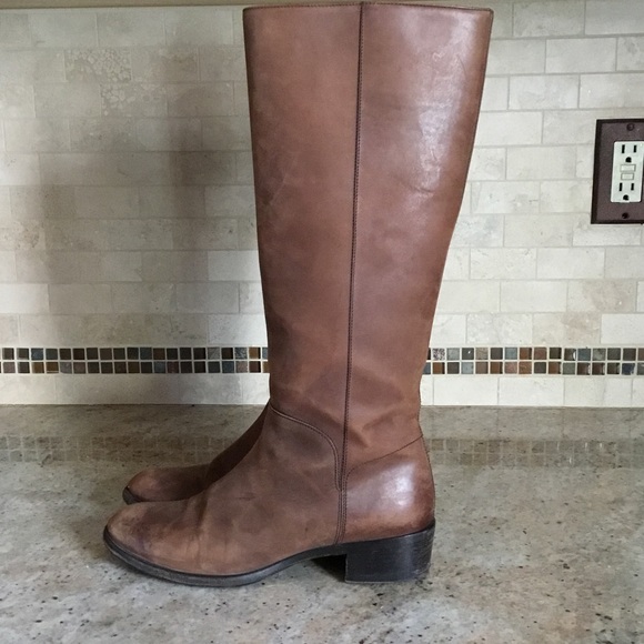 Vintage Salvatore Ferragamo Brown Distressed Leather Tall Riding Boots - Picture 6 of 16